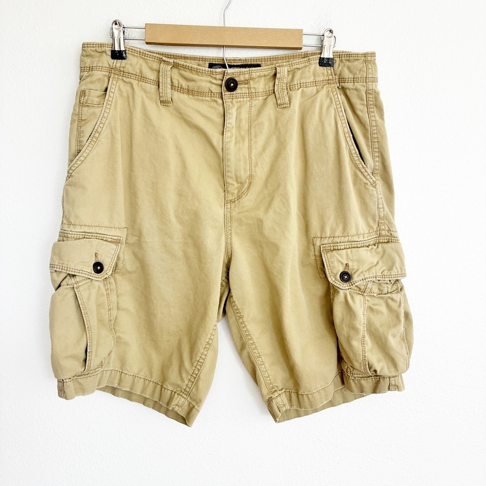American Eagle Cargo Shorts Mens 34 Tan Classic Cotton Utility Pocket Khaki
